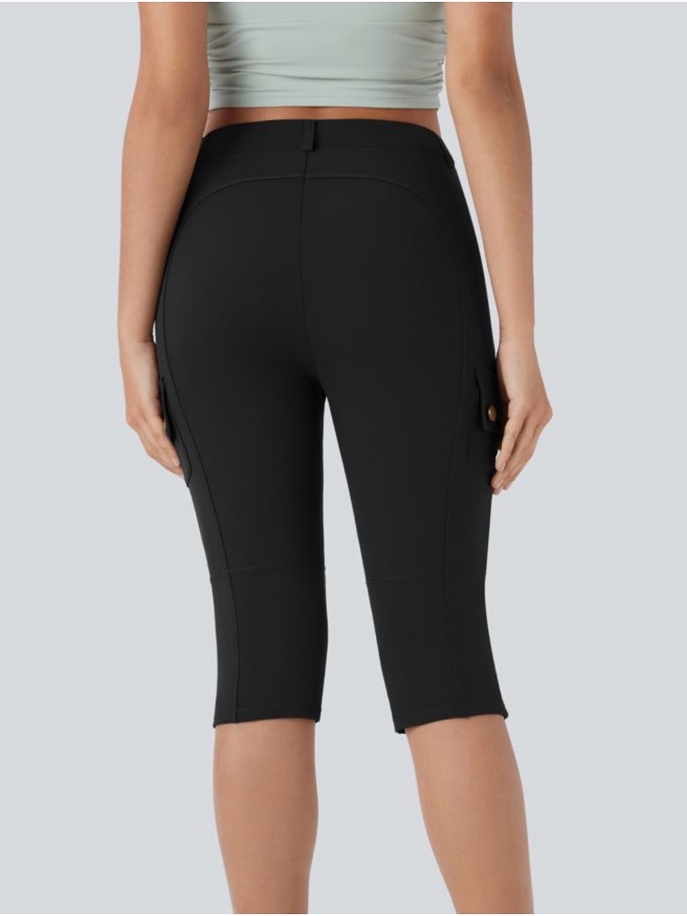 Halara DayStretch High Waisted Skinny Pedal Pusher Casual Black Cargo Pants XL - Picture 2 of 7